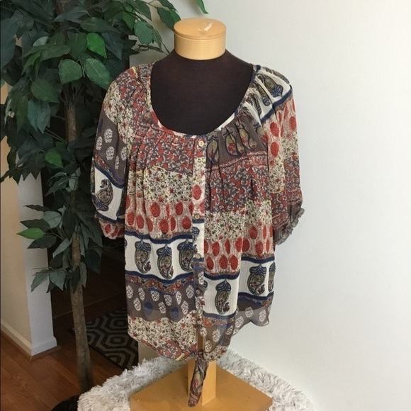 Rue 21  XL tie front semi sheer blouse - Picture 1 of 15